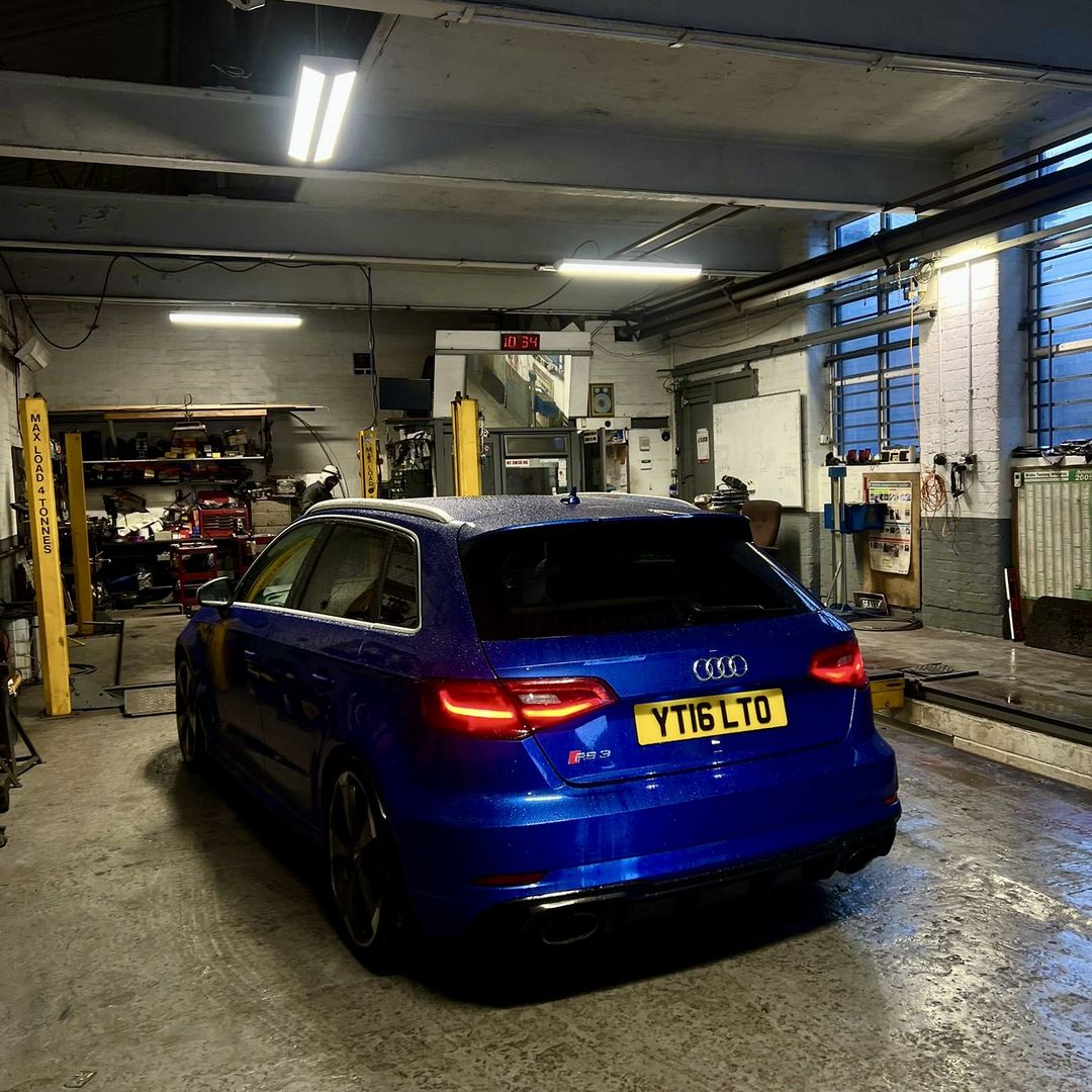 Audi RS3 in for servicing at 5 Star Motors, Rochdale