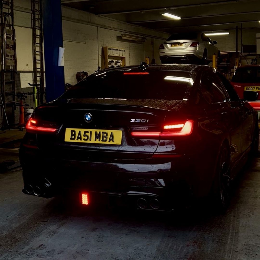 BMW 3 Series on the MOT bay at 5 Star Motors, Rochdale